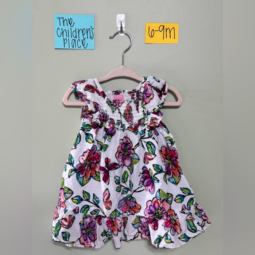 NWOT The Children's Place Pink Floral Smocked Infant Dress - 6-9M